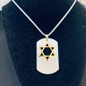 Jewish Star of David Two Toned Military dog tag stainless steel